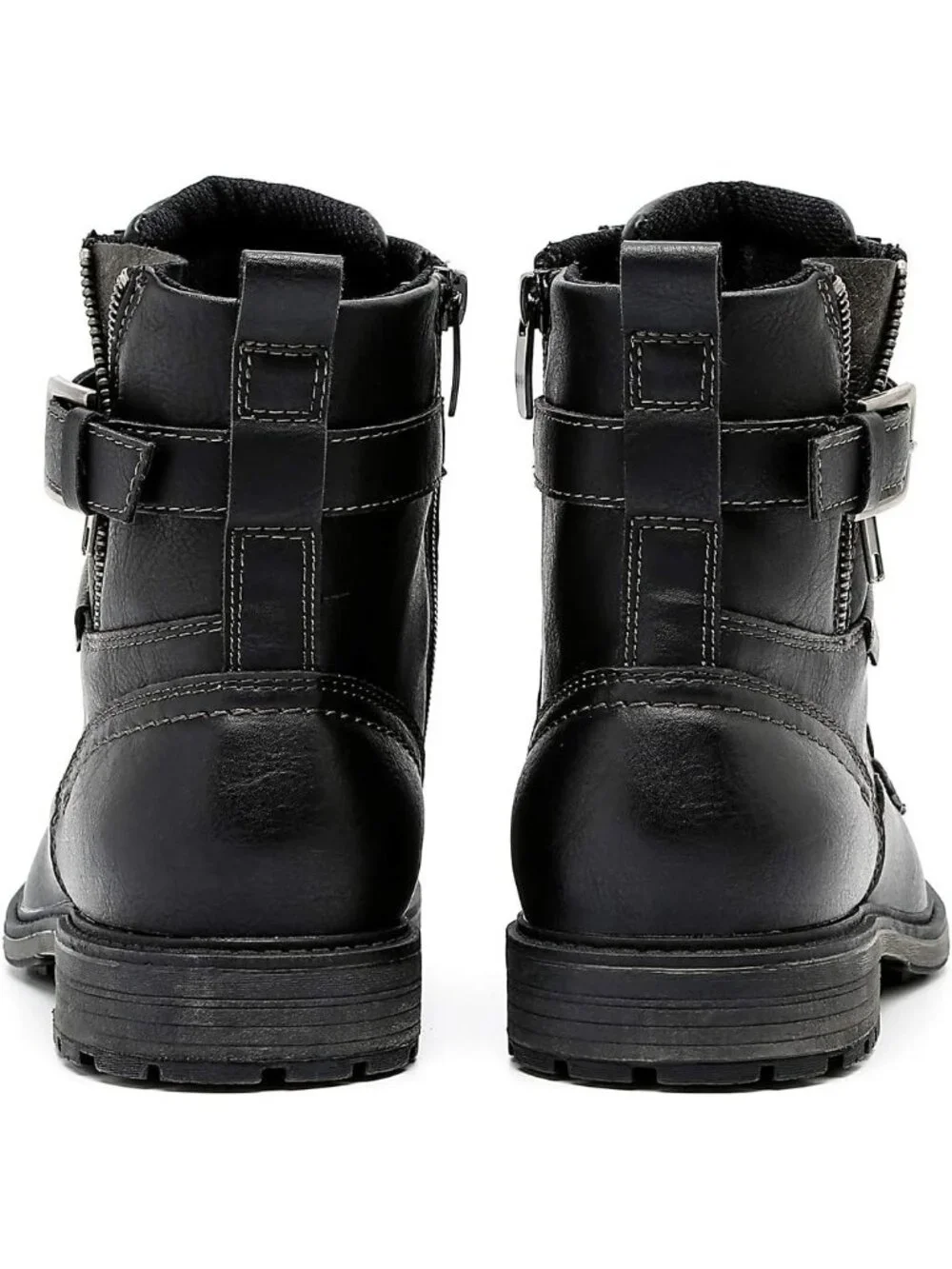 Men's Black 1 Oxford Boots Buckle Casual Men Boots Lace-Up Side Zipper